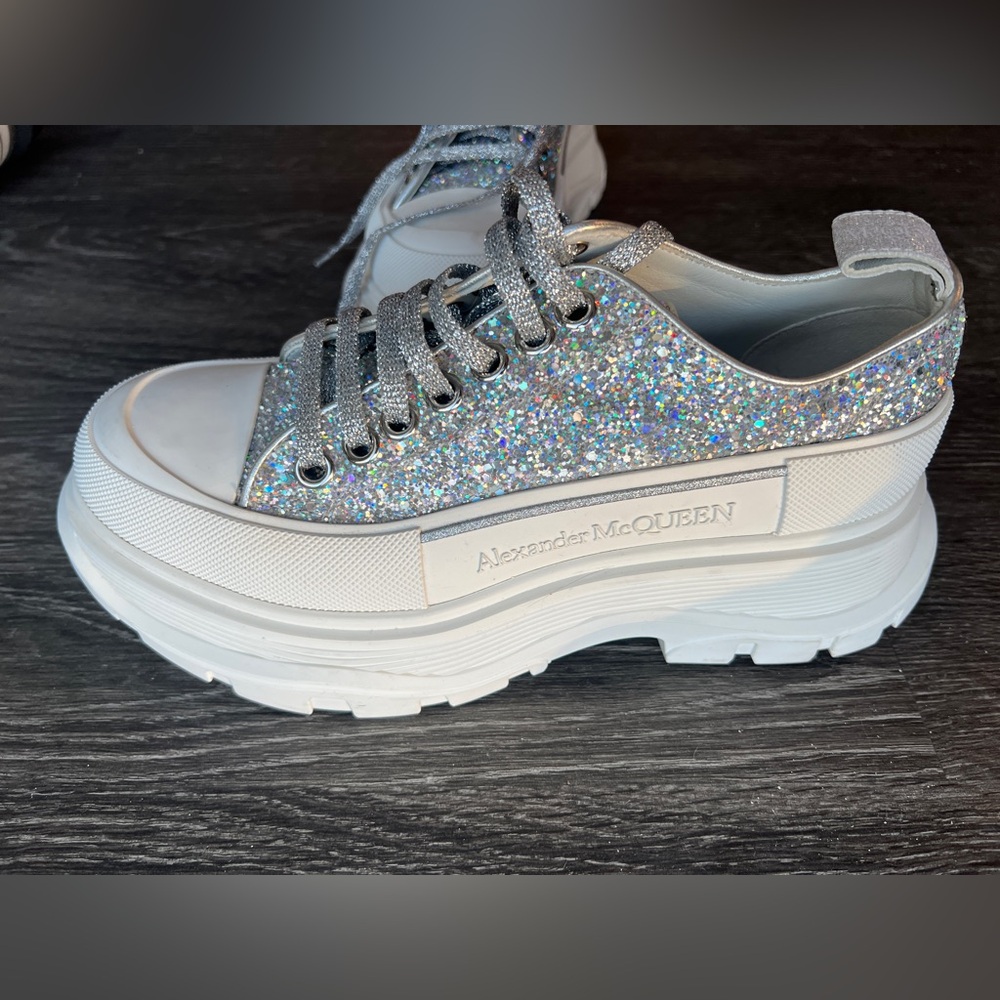 Alexander McQueen Silver Glitter Sneakers